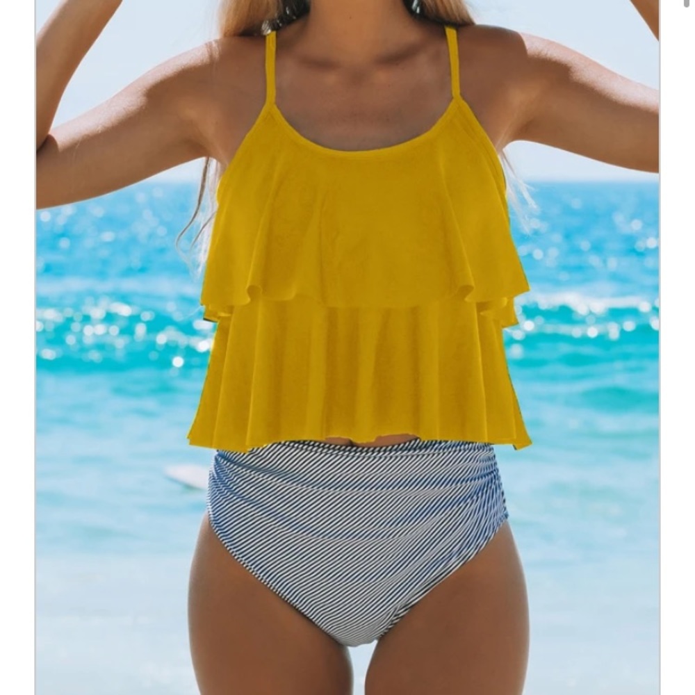 Beachsissi Retro Tankini Ruched Waist, NWT!